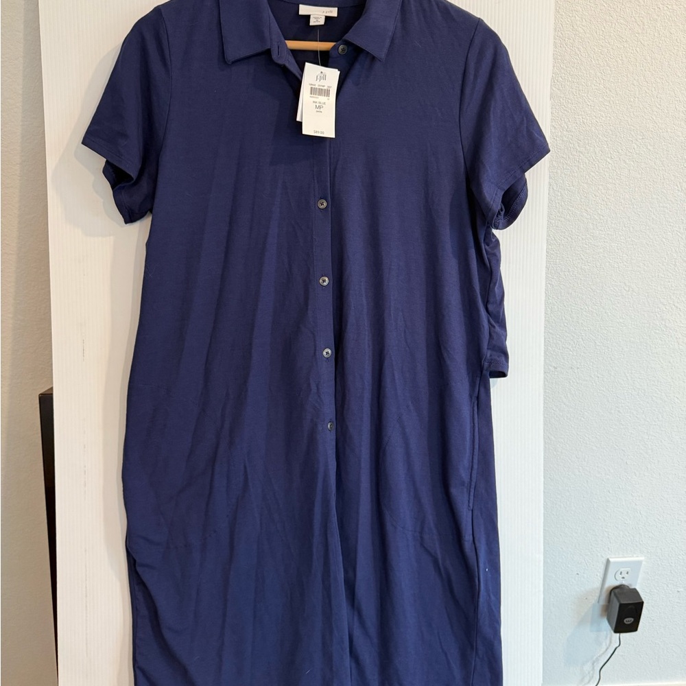 J. JILL blue polo shirt dress